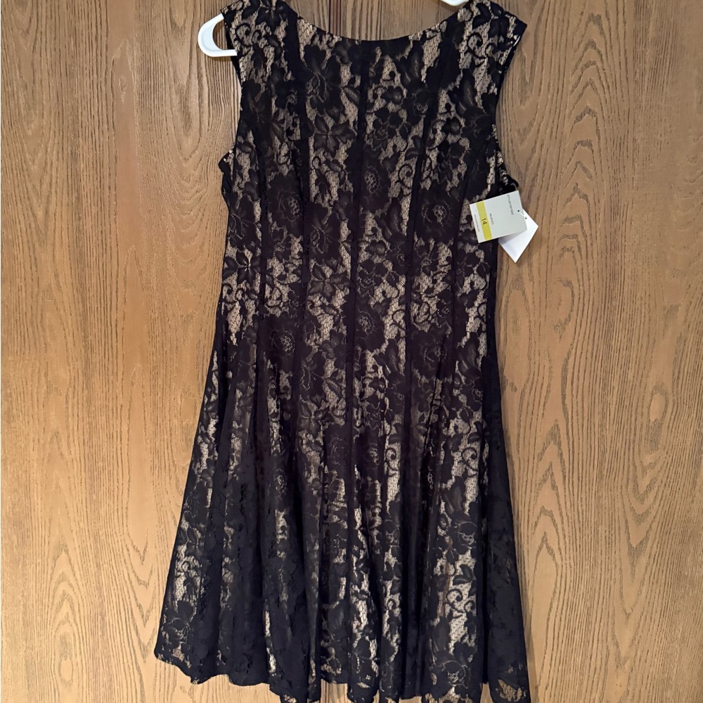 Danny & Nicole Elegant Black Lace Midi Dress